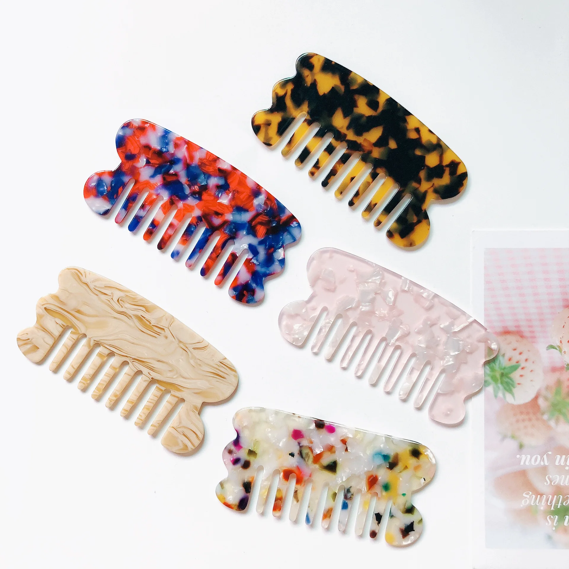 

Acetate coffee tortoiseshell comb hair massage comb scalp scraping for anti-static comb