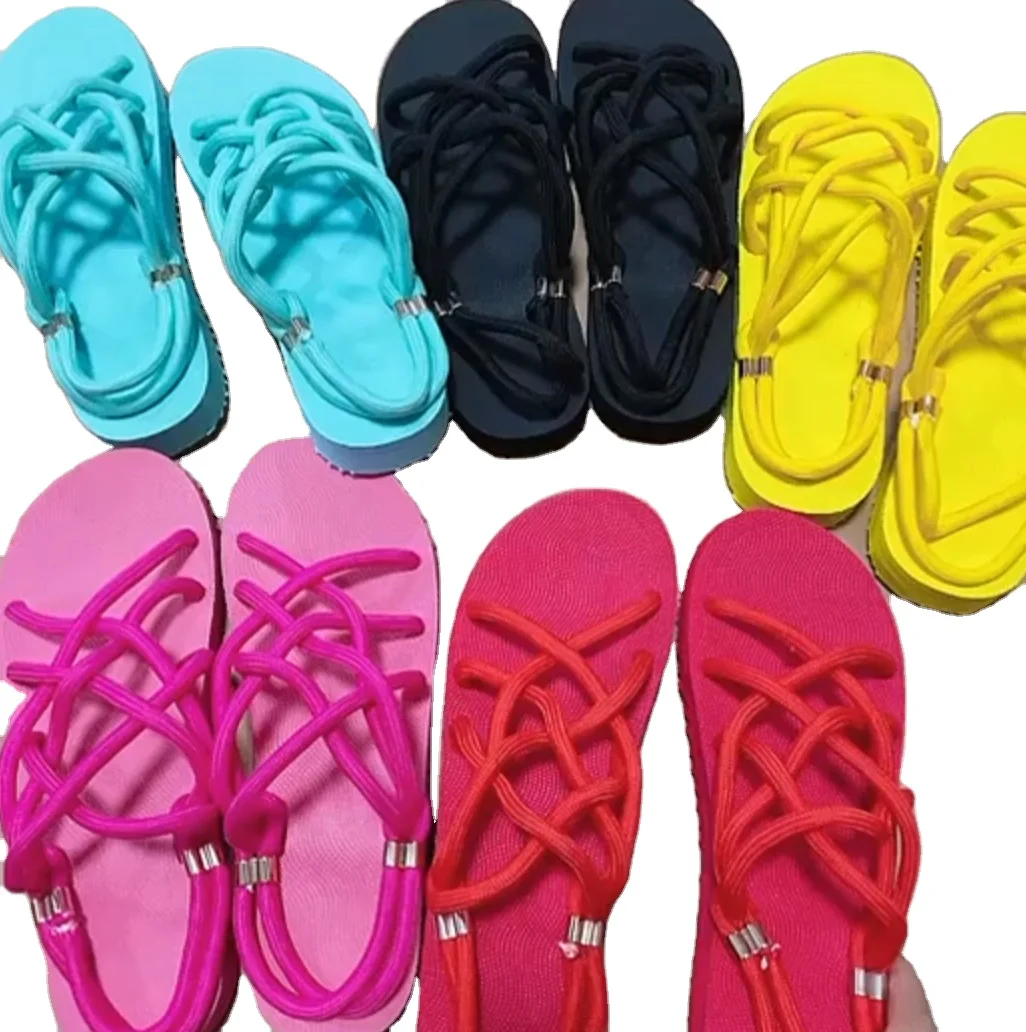 

Ladies Flat Hemp Rope Slipper/sandals Beach Slides High Quality Ladies Wholesale Cheap Slipper Fashion Daily Women's Sandals, 5 colors