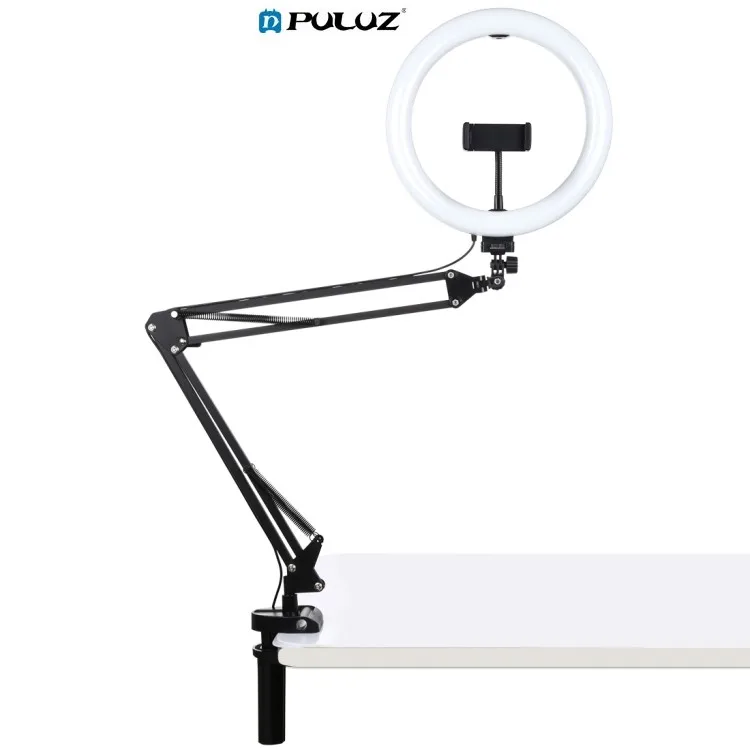 

NEW DESIGN 2021 PULUZ 10.2 inch 26cm Ring Curved Light Desktop Arm Stand USB LED Vlogging Selfie Photography Video Light