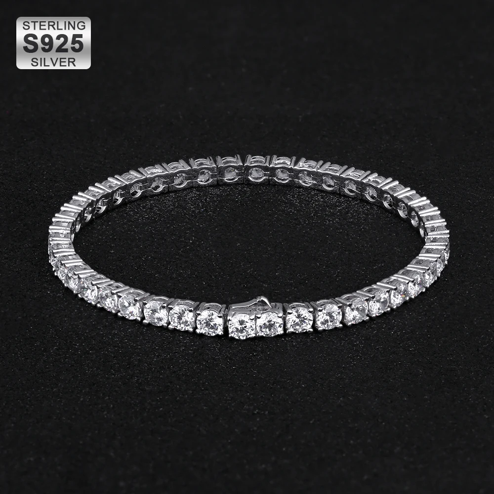 

KRKC 925 Sterling Silver aaaaa High Quality Shinning 5A CZ Tennis Bracelet