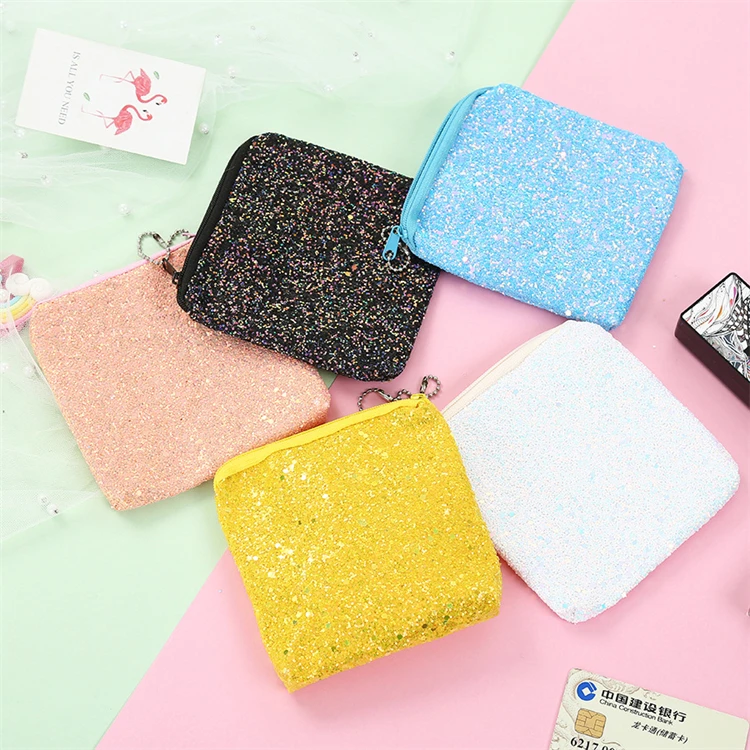 

Clear Zipper Cute Key Holder Money Change Sequins Bag Mini Coin Purse for Girls, Customized color