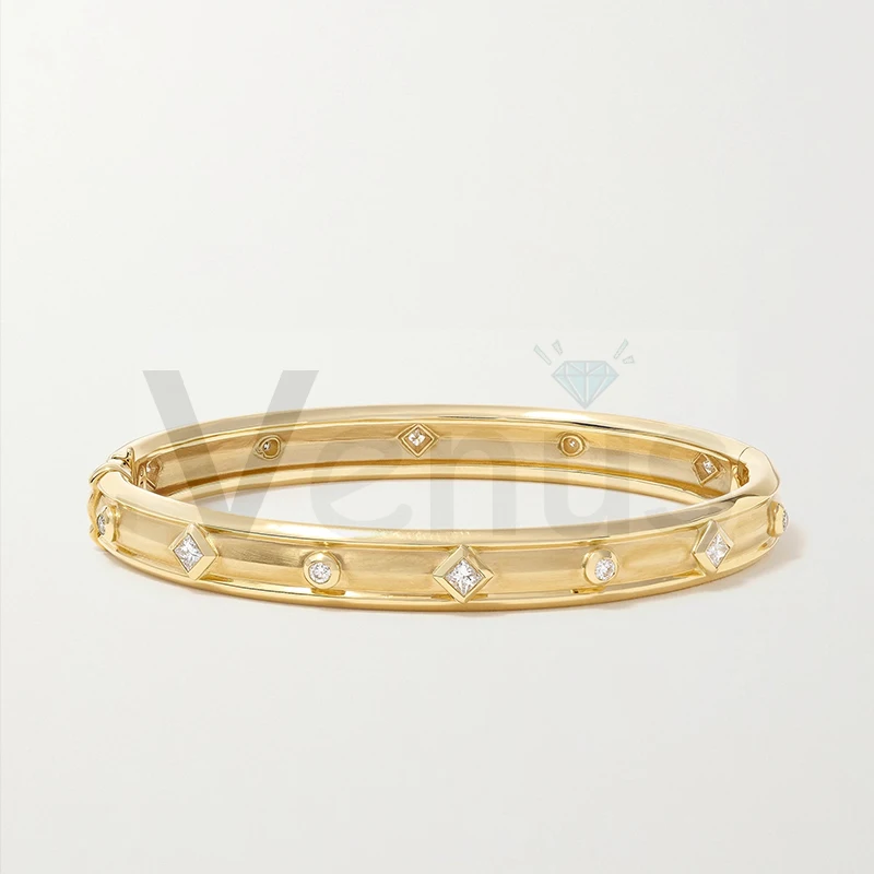 

VENUS luxury jewelry 925 sterling silver bangles gold plated original diamond cuban link bracelet custom
