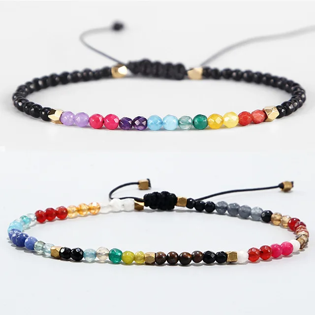 

2021 Newest Jewelry 12 Zodiac Lucky Stone 3MM Chakra Beaded Bracelet Adjustable Colorful Chakra Stones Beads Bracelet
