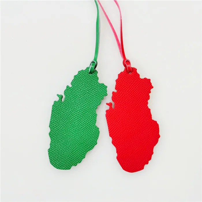 

Qatar Map Shape Bag Charm Accessories Stylish Genuine Leather Key Chain