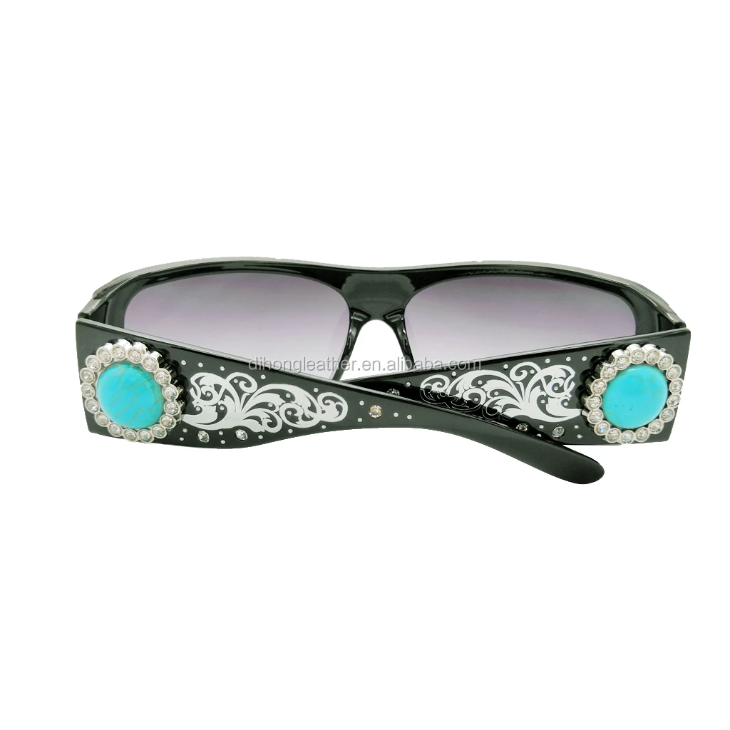 Wholesale Western Ladies Bling Glasses With Turquoise Conchos And