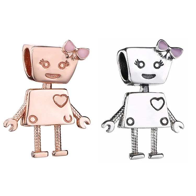 

Hot Selling Fashion Diy Bracelet Charms Sterling Silver Pendant Robot Charm