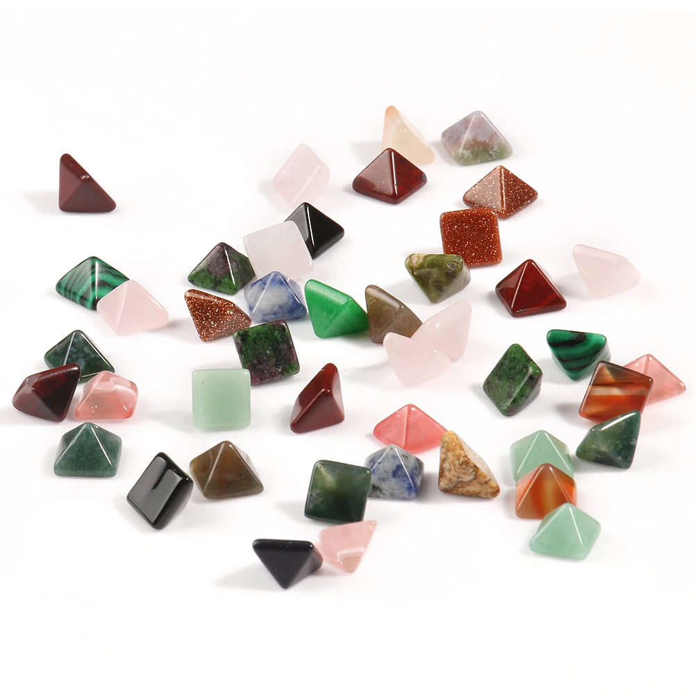 

Wholesale Natural Crystal/Agates/Turquoises No Hole Pyramid Shape Cab Cabochons Stone Beads For Making Jewelry