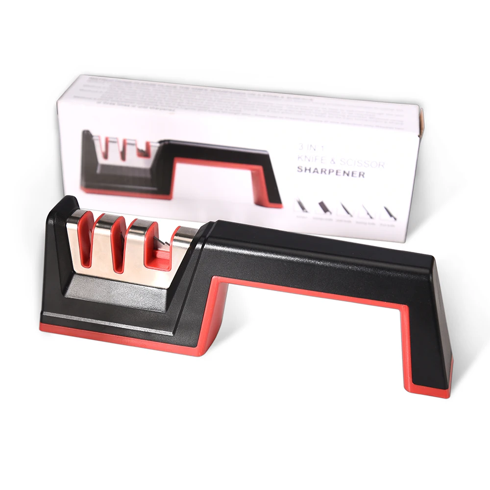 

QXF 3-in-1 Kitchen Knife Accessories: 3-Stage Knife Sharpener for Chef Knife,Scissors