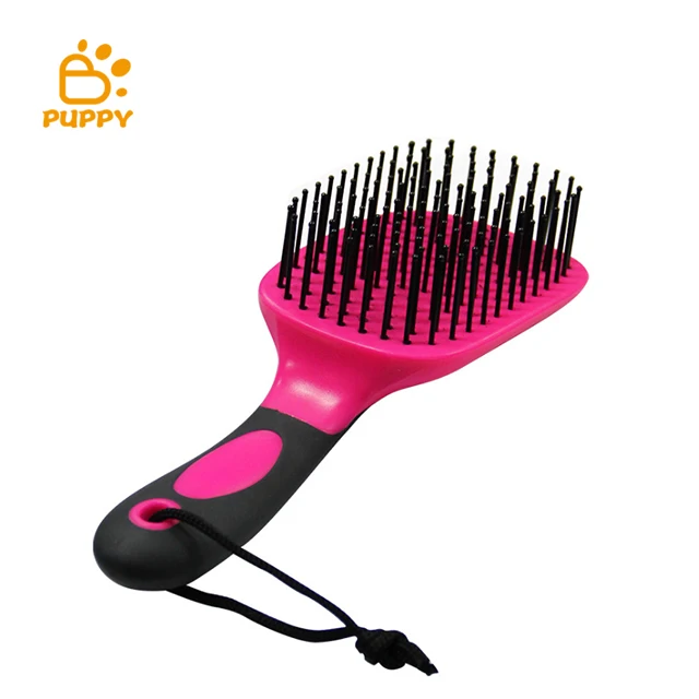 

New Style Pet Horse grooming ABS and TPR horse tail paint brush pet dog comb, Pink