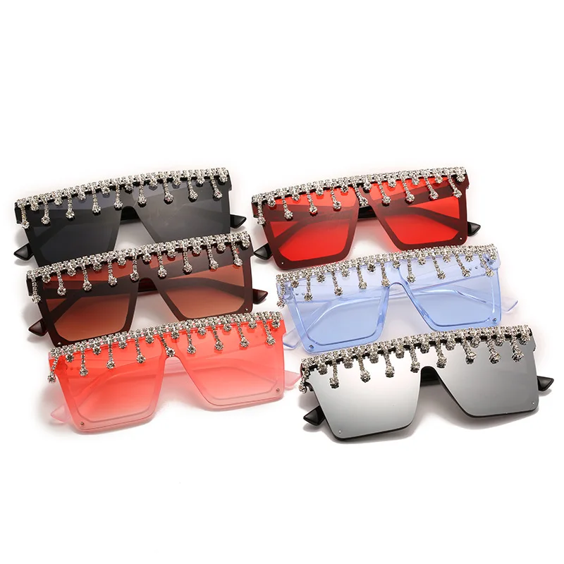 

Oversized Vintage Diamond Studded Square Frame Sunglasses Unique Rhinestone Glasses Shades Sunglasses Visor