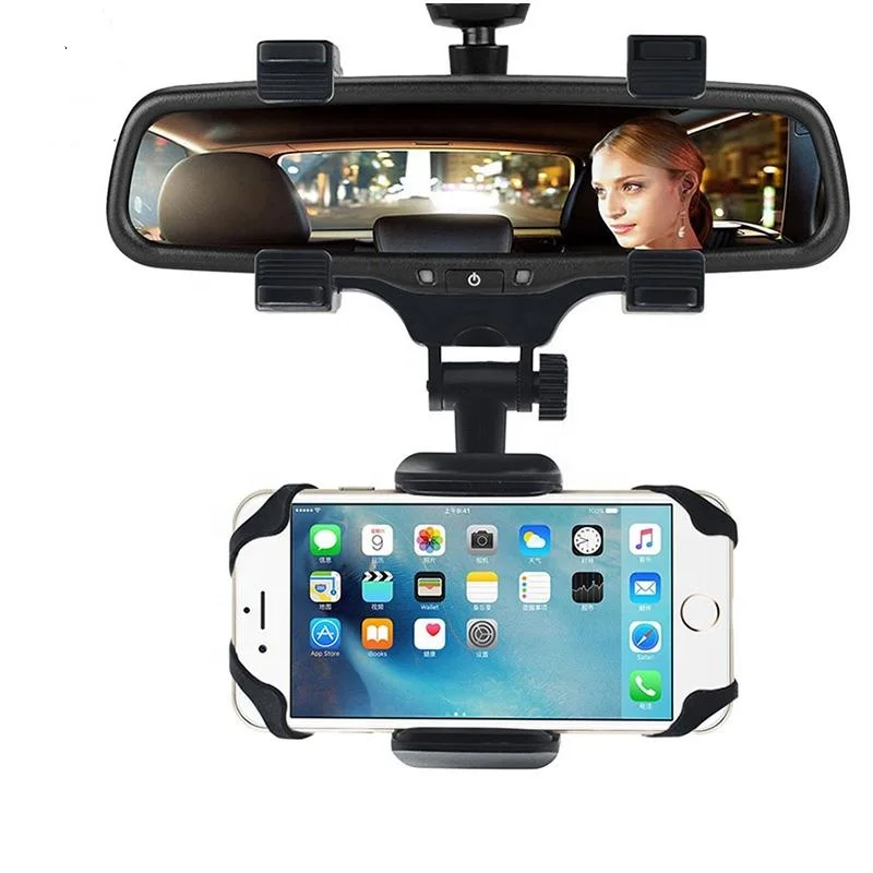 

Car GPS Rearview Mirror Holder Phone Bracket Car Phone Holder 360 Rotation For Universal Phone Stand Base, Balck