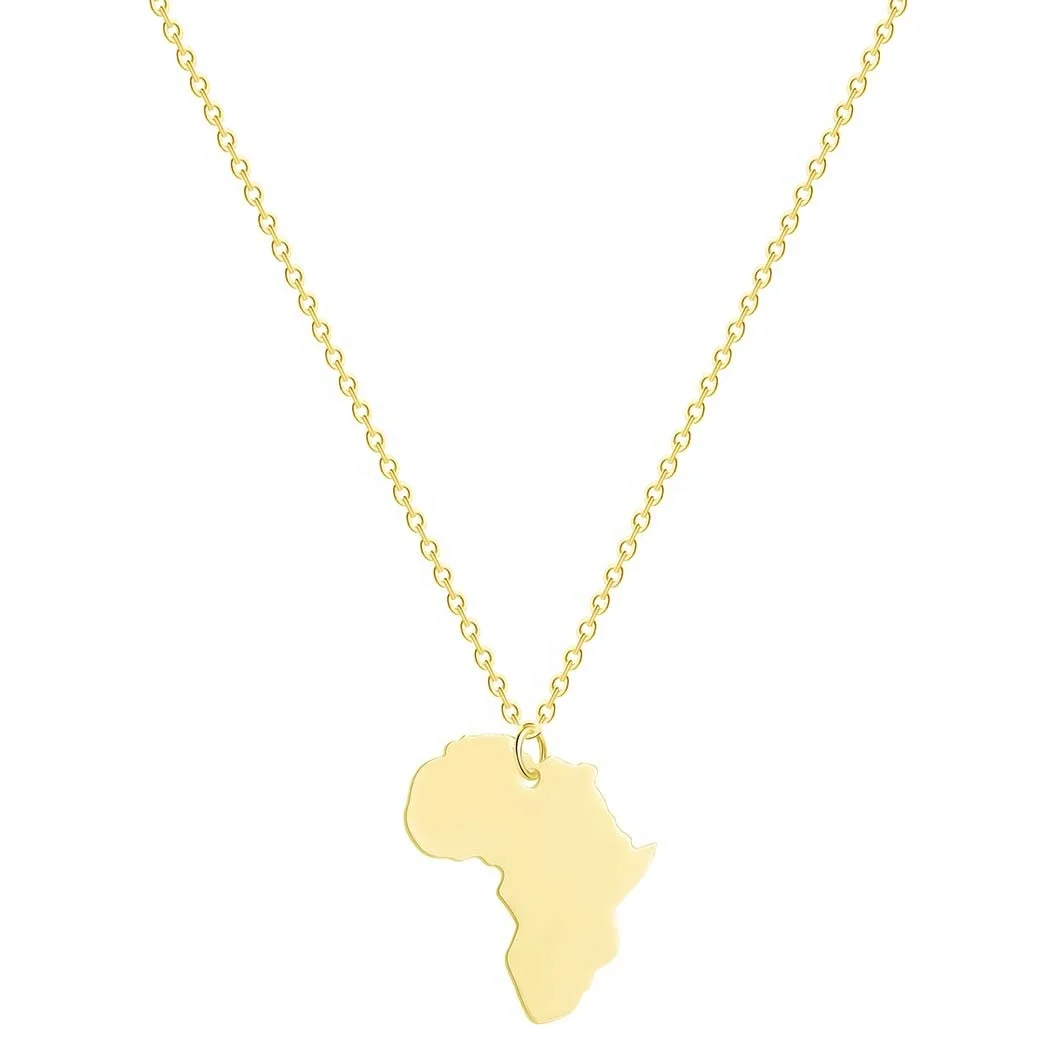 

Amazon Hot Sale Stainless Steel Chain Necklace Anniyo Africa Map Pendant Necklaces Women Men Gold Color African Jewelry
