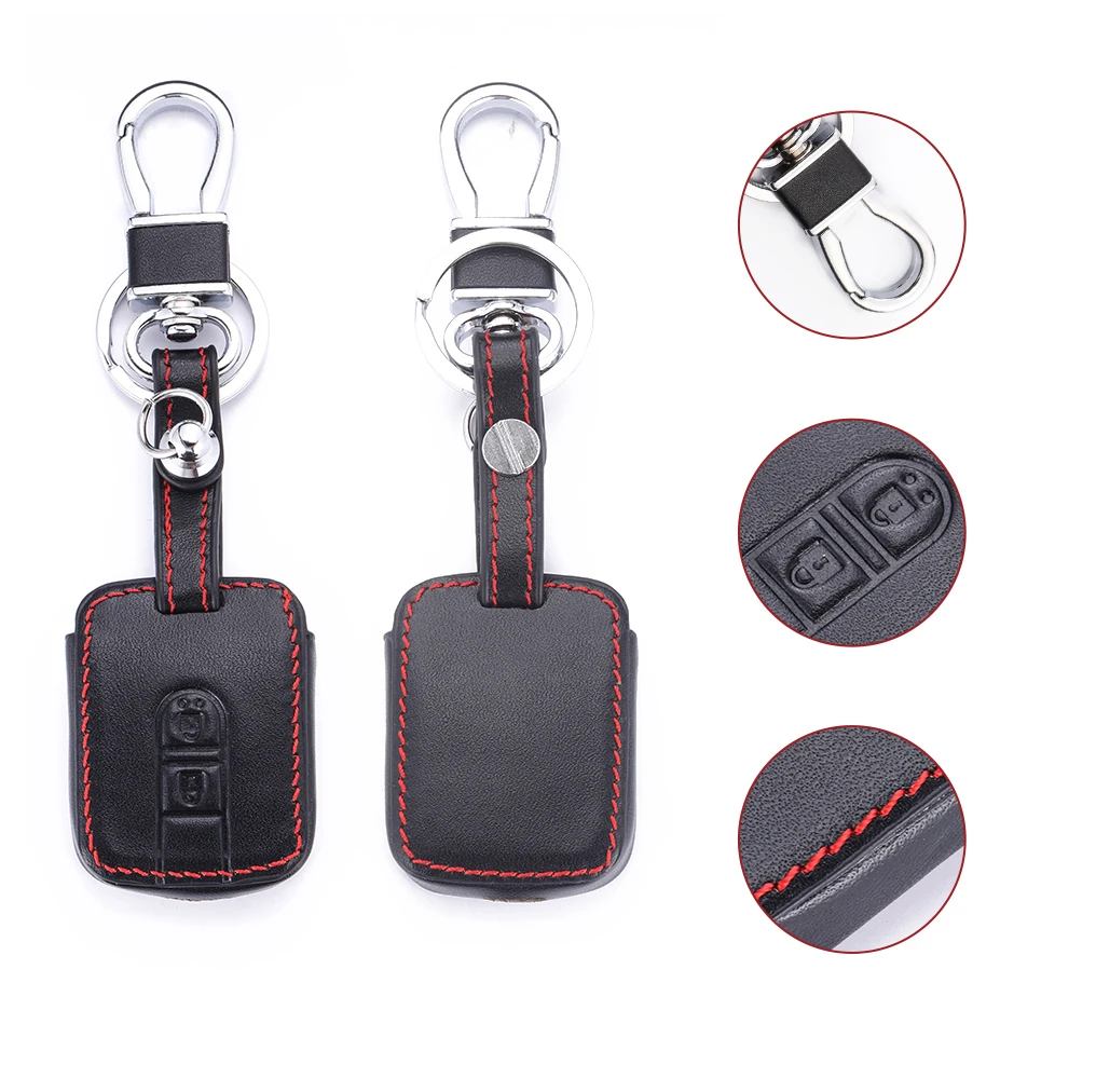 etopmia 2 Buttons Leather Remote Car Key Cover Case Fob for Nissan Qashqai Micra Navara Almera New 