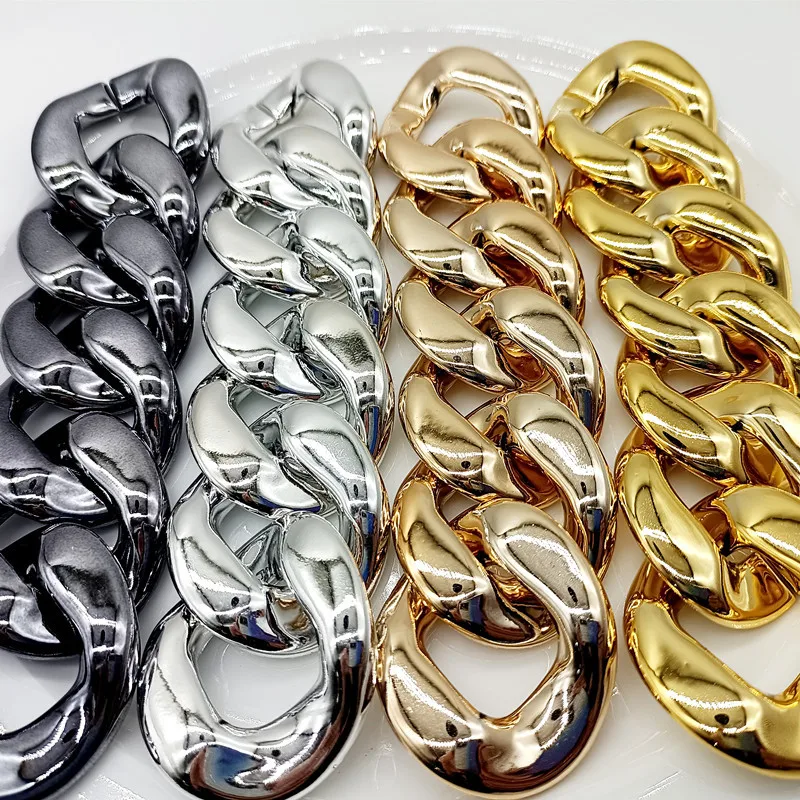 

REWIN Super Big UV Thick Plastic Chain Acrylic Link for Necklace Bracelet Bag Decoration DIY, Black, silver, gold, rose gold