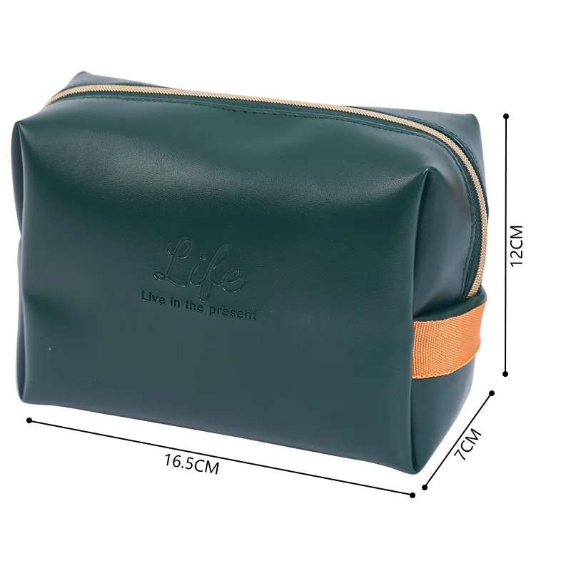 

Large Capacity Waterproof Soft PU Leather Solid Colors Makeup Bag Cosmetic