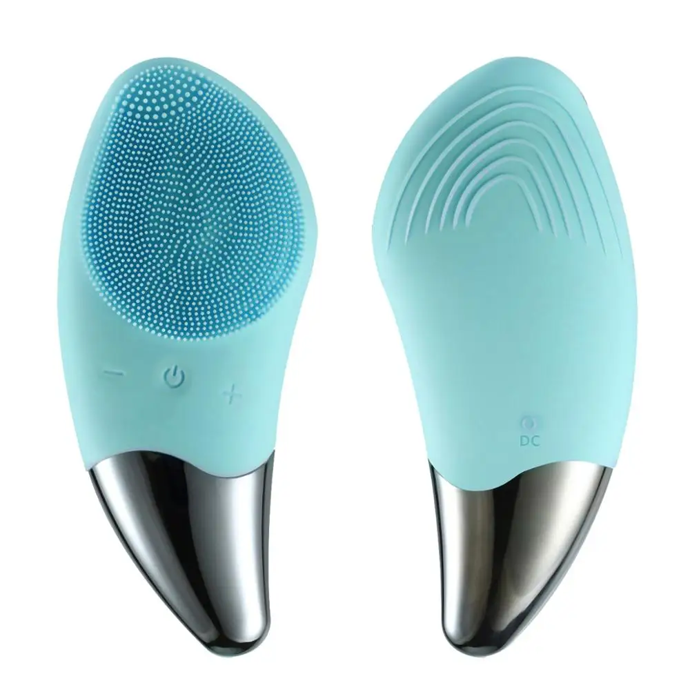 

2022 New Design Acoustic Wave Magnetic Massage Silicone Sonic Facial Cleansing Brush Sonic Face Brush, Pink,light green