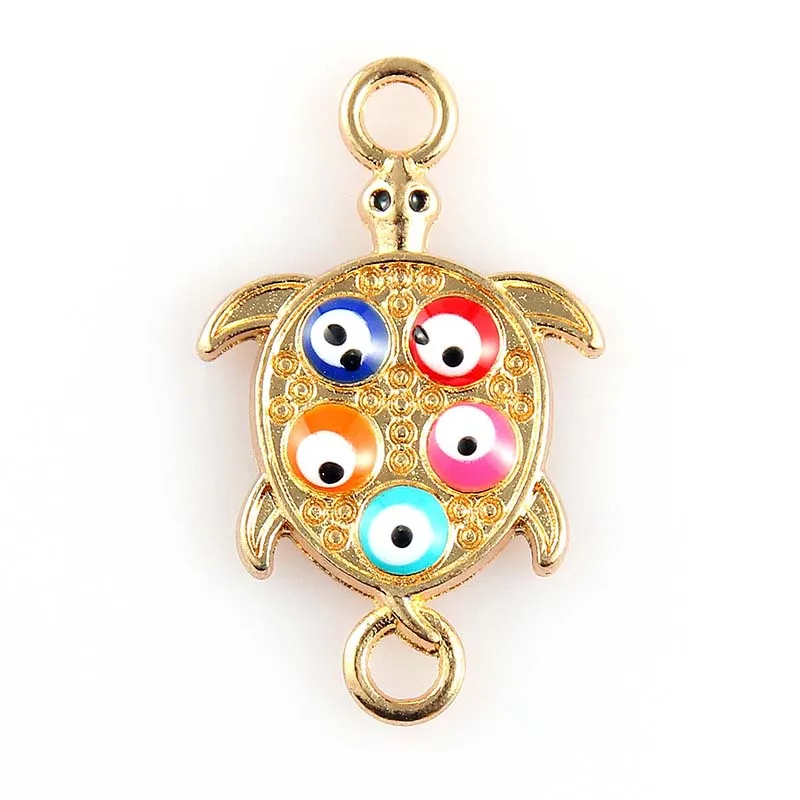 

Gold Plated Sea turtle Colorful Eyes Marine series Connector Charms For Women Men Jewelry Making DIY Accessories