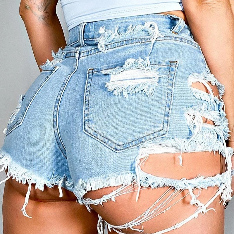 

2021 New Fashion Plus Size Womens Jean Shorts Irregular Torn Hole Stretch Denim Short Jeans Pants For Woman, As picture or customized make