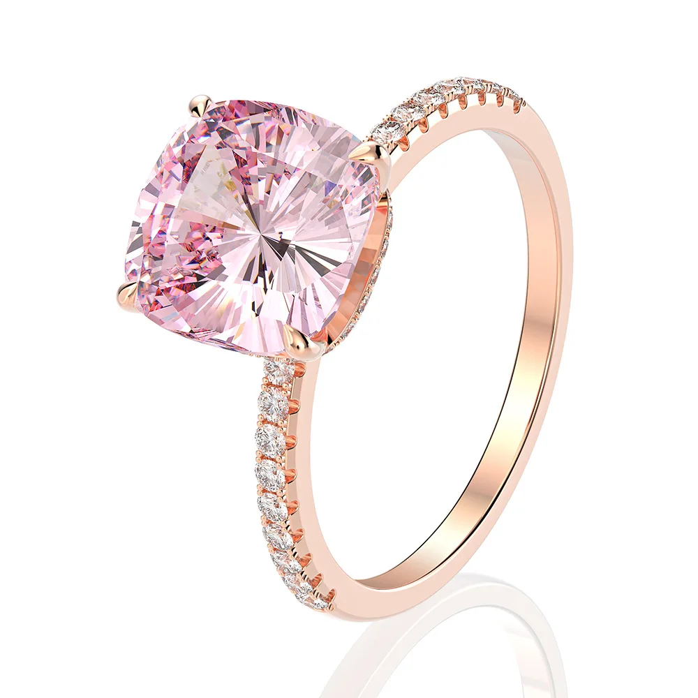 

Fashion women gold plated 18k engagement ring rose gold gemstone 925 sterling silver pink diamond ring wedding, Picture