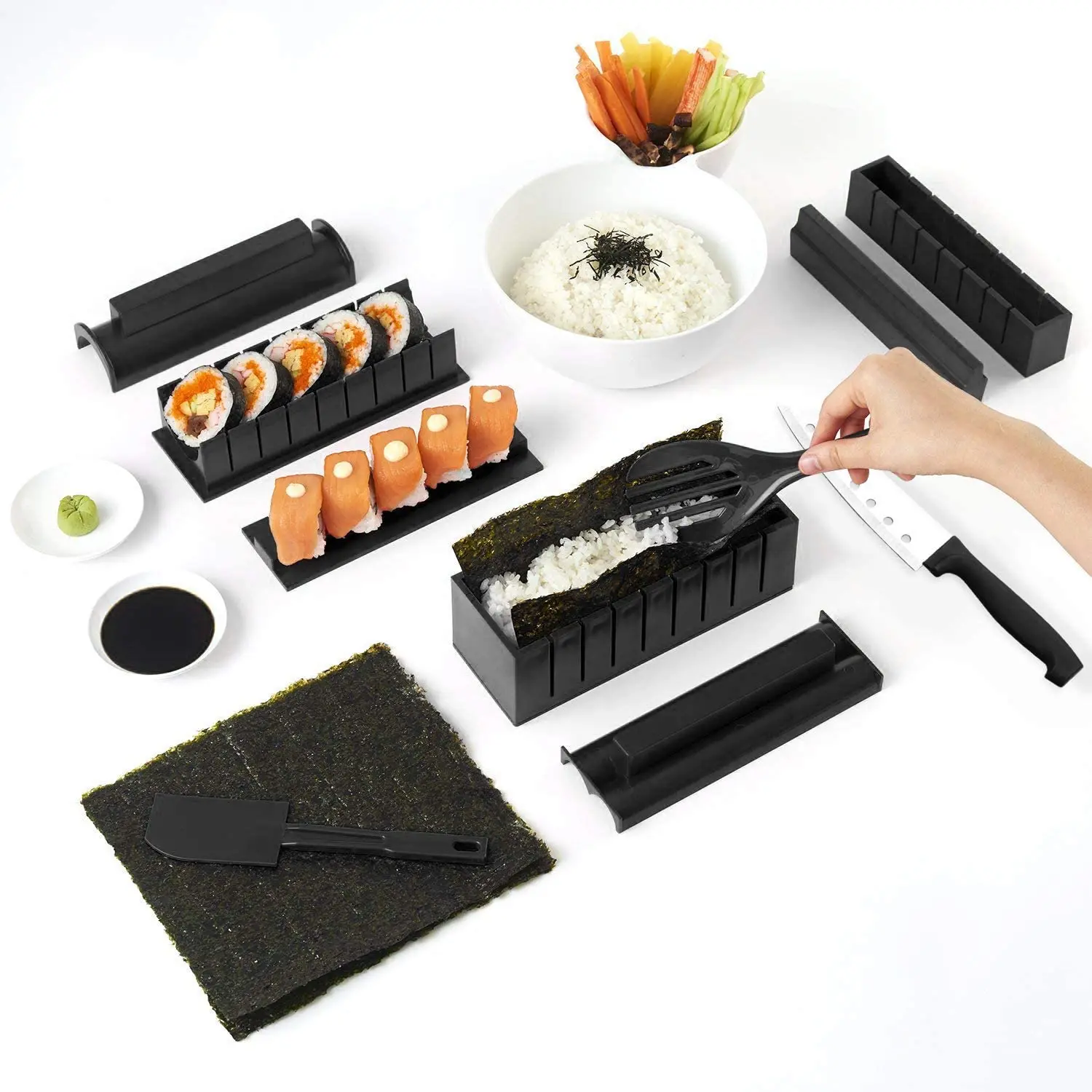 
10 Pieces No-stick Professional Sushi Making Kit,Eco-friendly Kitchen Sushi Tray 