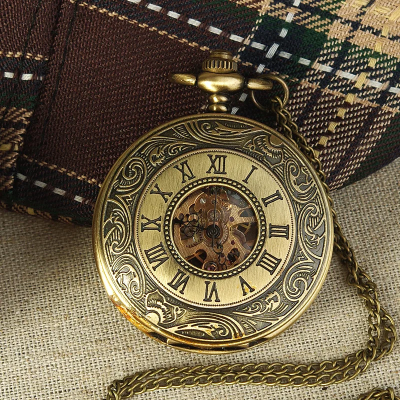 High Quality Pocket Watch Wholesale Large Hollow Gold Faced Big Roman
