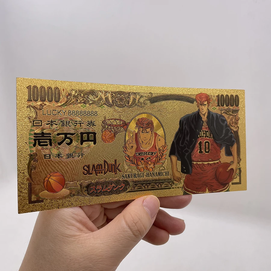 

6 Designs Manga Japan SLAM -DUNKA Sakuragi Hanamich basketball Anime Yen Gold Banknotes Classic Childhood Memory great Gift