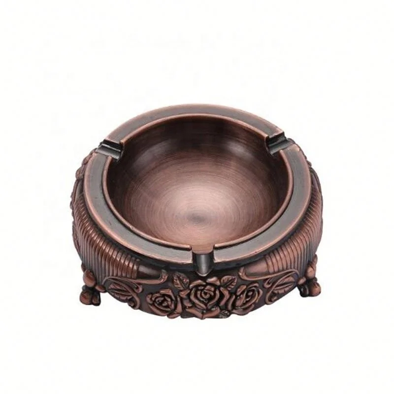 

Metal Retro Round Standing Ashtray Smoking Accessories, Burgundy/bronze