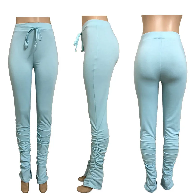 

stacked leggings joggers stacked sweatpants women ruched pants legging jogging femme stacked pants women sweat pants trousers, Black/light blue/pink/army green