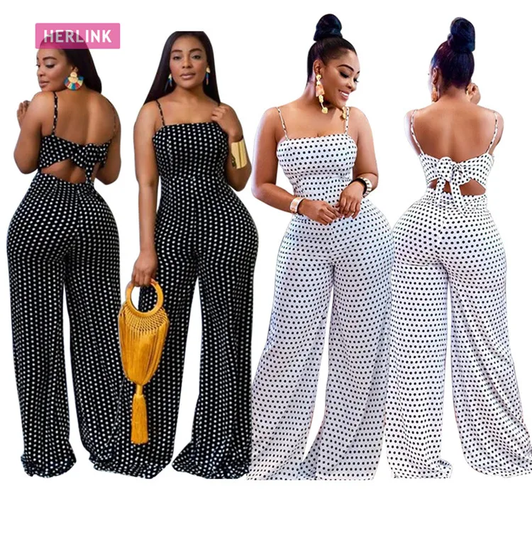 

H3141 - 2022 fashion women trendy casual polka dot wide leg jumpsuit