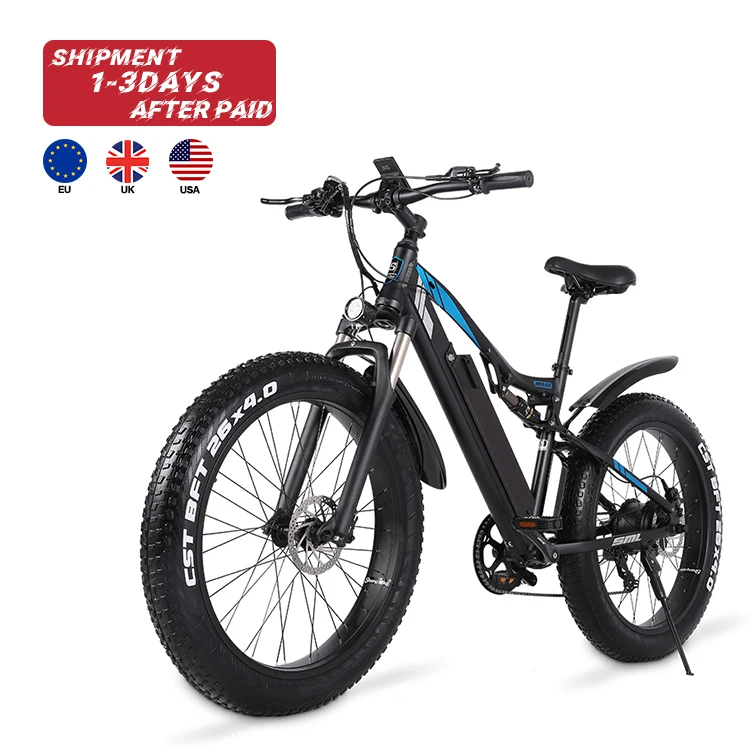 

SHENGMILO UK US EU Warehouse Bicycle 26 Inch Fat Tire Electric Dirt Bike 1000w Mountain Moped EBike Adults