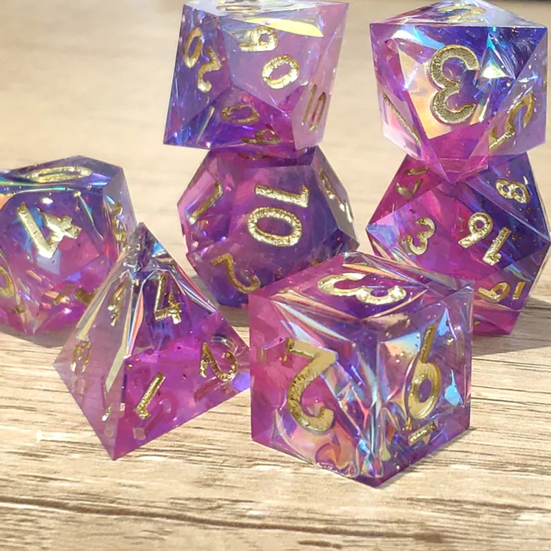

Dungeons and Dragons Games Dice Demon Summoner Glitter DND Dice Sets RPG Board Game Polyhedral Sharp Edges Resin Dice Custom