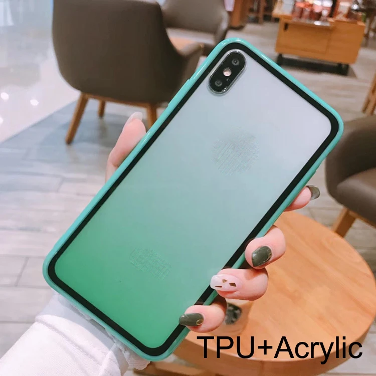 

Wholesale Candy Gradient Rainbow Colorful Hard Acrylic TPU Shockproof Cell Mobile Phone Back Cover Case For Iphone X / XS