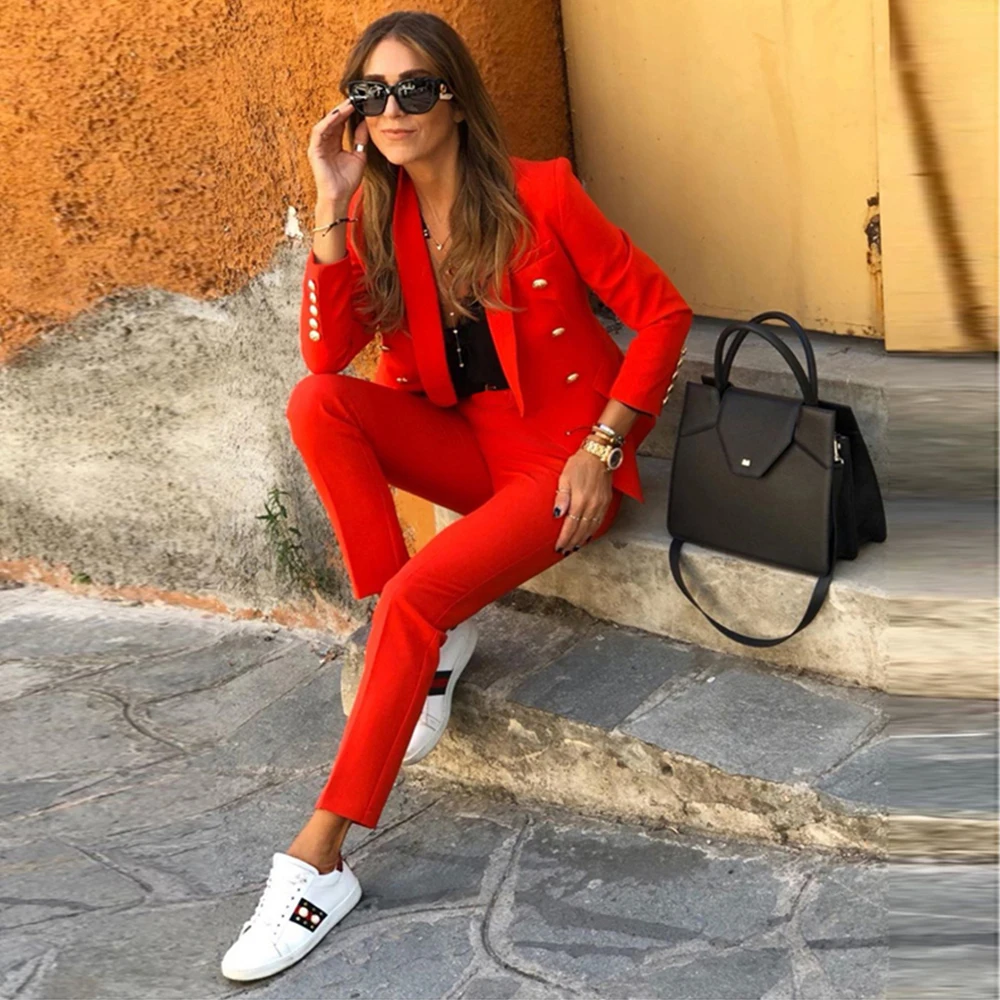 

High Quality Popular Office wear Blazer Clothing Ladies Suits Office Velvet Jacket Pants Business Tuxedo Women Suit Sets Women B