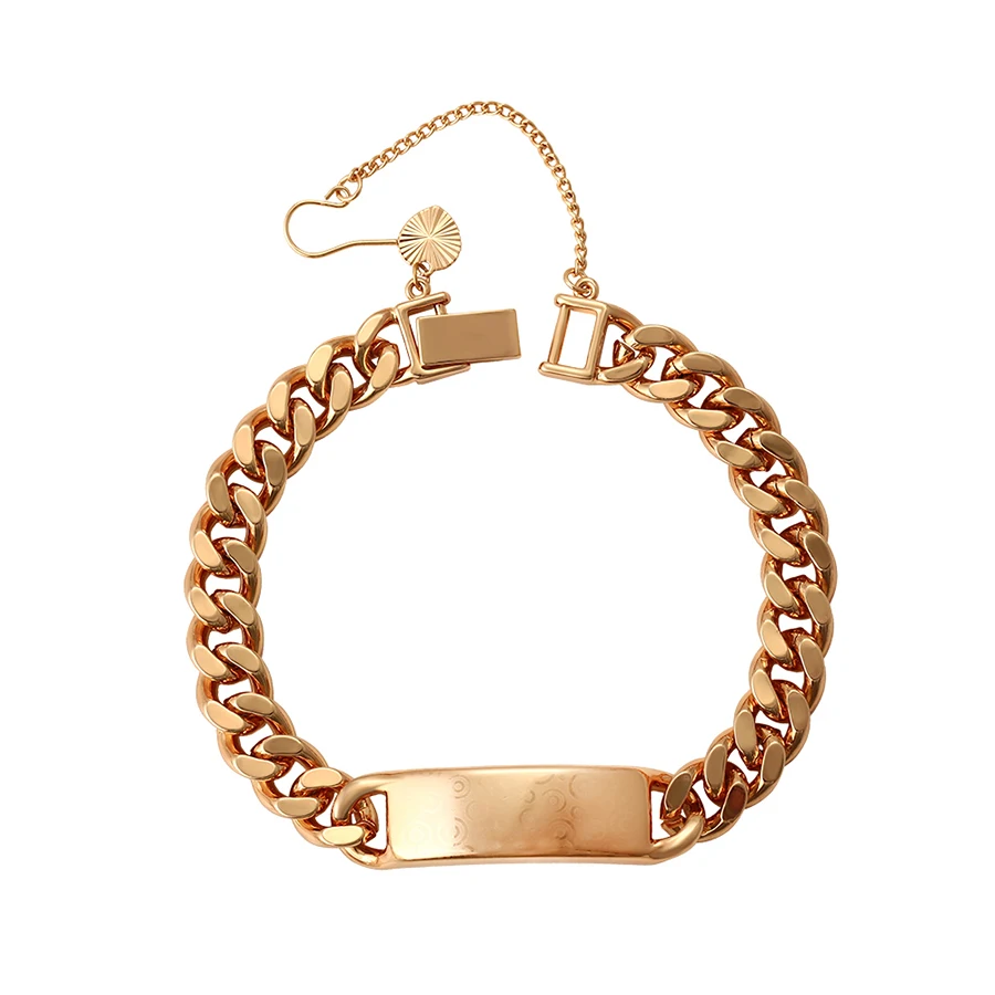 

76513 Xuping cuban link chain bracelet 18k gold plated Fashion Laser engraving men's bracelet bangle jewelry