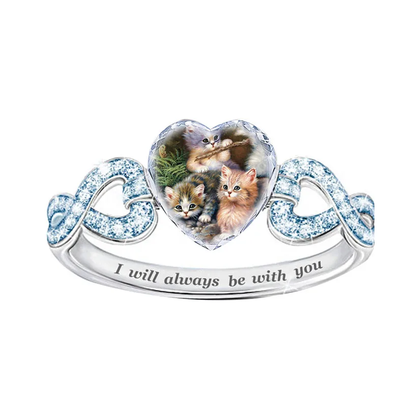

Cartoon cat ring crystal fashion ladies ring children animal ring