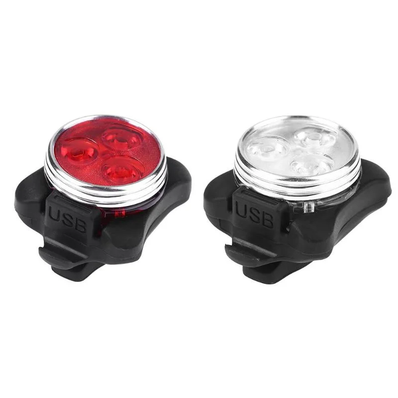 usb rechargeable IP65 waterproof one set front tail bicycle light supplier