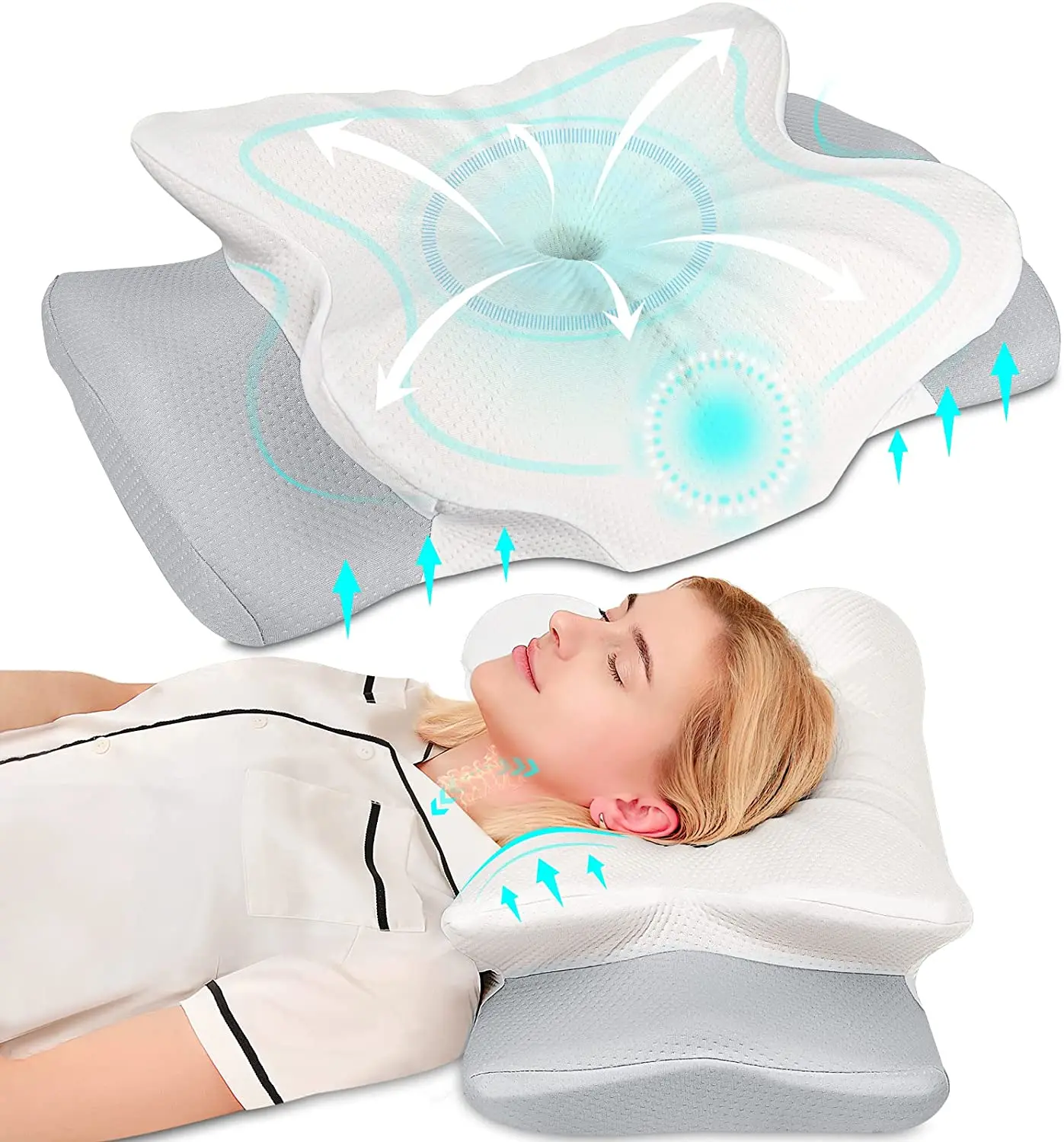

Pulatree Ergonomic Cervical Pillow For Sleeping Orthopedic Support Pillows Odorless Contour Neck Pain Memory Foam Pillow