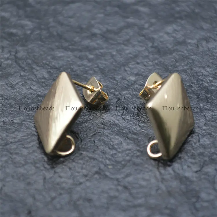 

18k Gold plating Anti-fading Rhombus Shape Metal Stud Earring Hooks with a loop fit Dangle Earrings Making