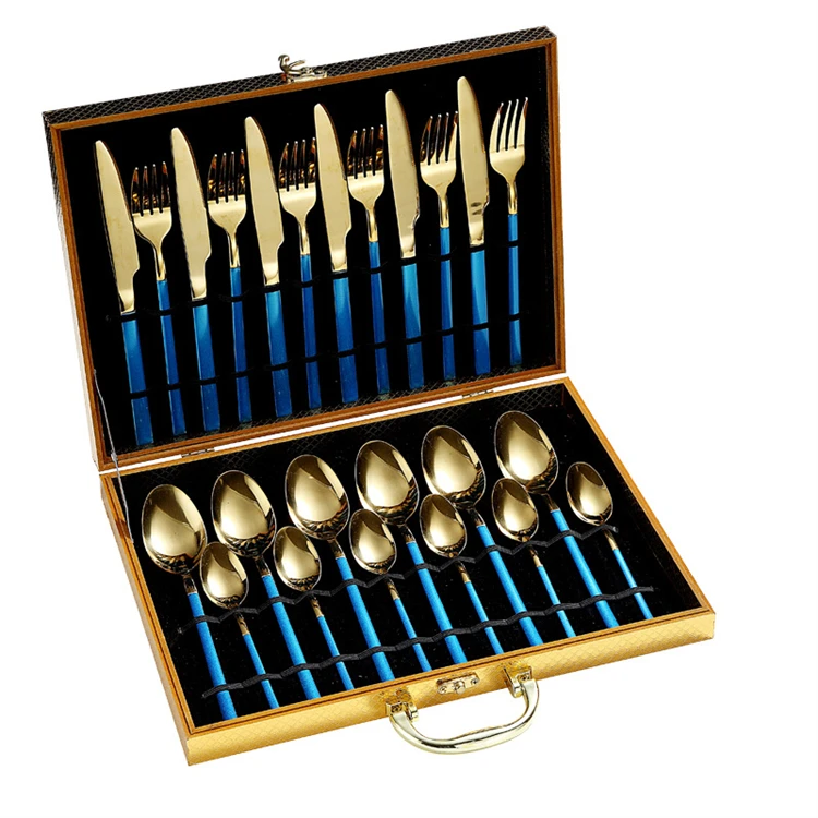 

Luxury Knife Spoon Fork Set Gold Cutlery 24 Pcs Stainless Steel Flatware Sets Cutery Set, 6 colors