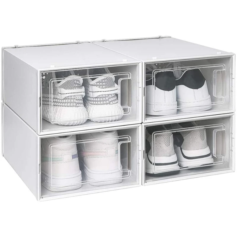 

Easy Assembly Stackable Shoe Storage Box Giant Folding Shoe Box for Men Sport Shoes, White/black/customized color