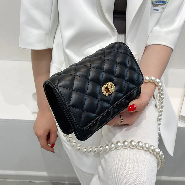 

Wholesale Elegant Ladies Shoulder Crossbody Female Purse And Handbags Girls Sling Bags Women Small Hand Bags With Pearls Chain, Black,white,blue,yellow