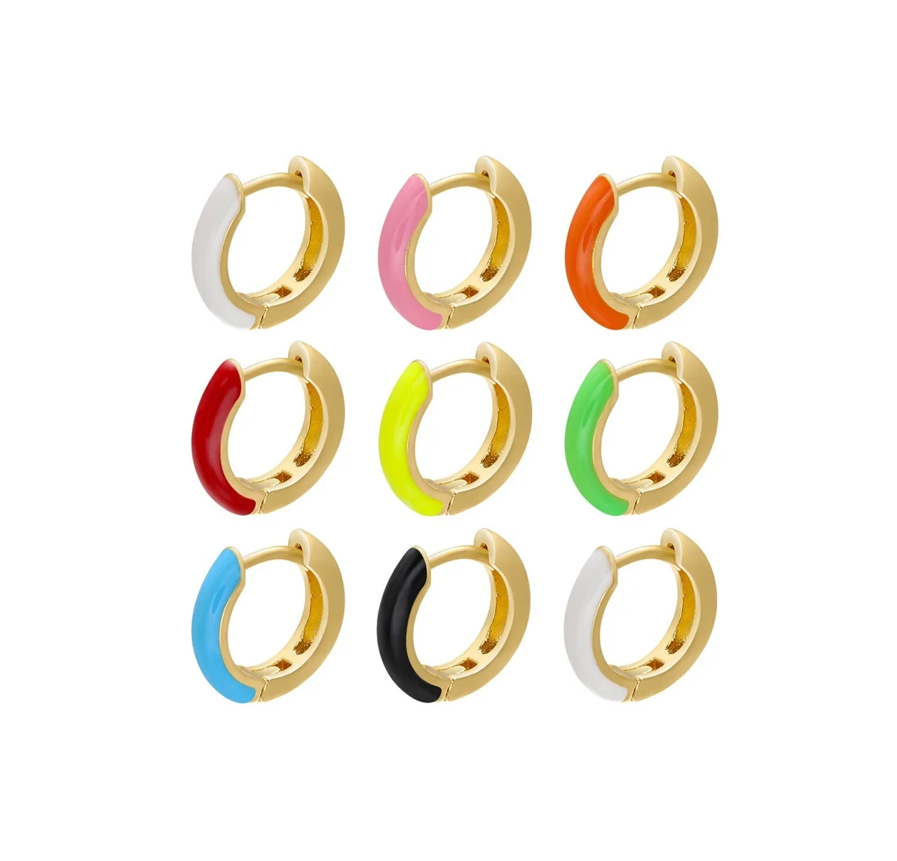 

Hypoallergenic Lightweight Gold Hoop Earrings Chunky Small Huggie Enamel Colourful Hoop Earrings For Women, Picture shows