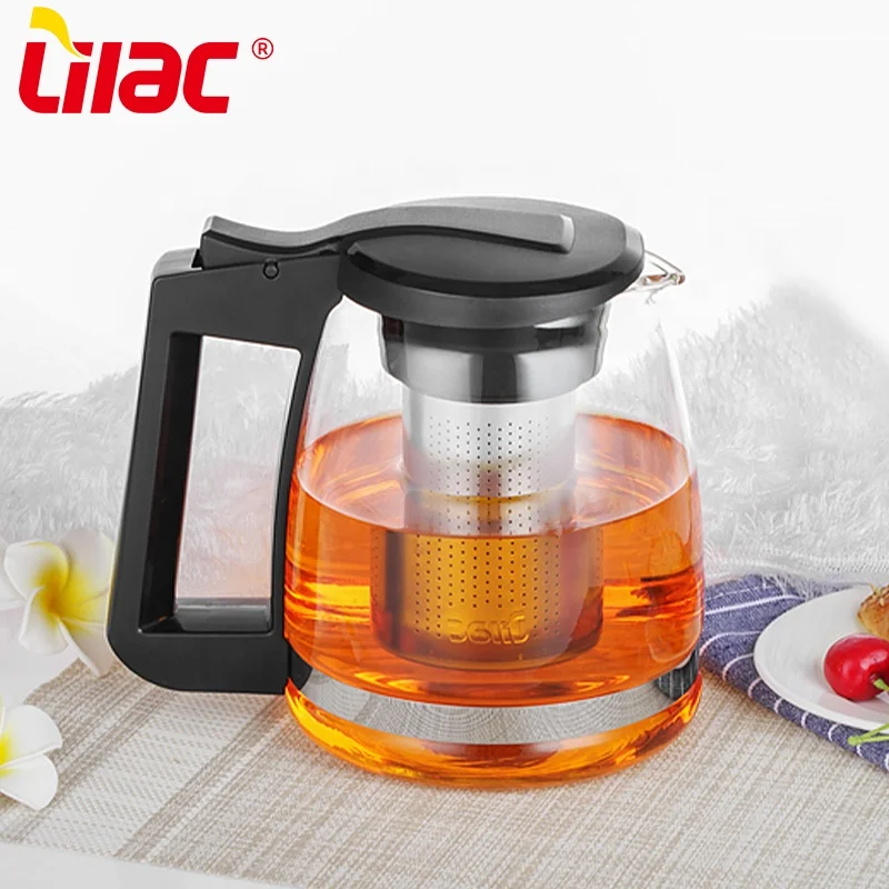 

Lilac BSCI SGS LFGB 1600ml 2000ml glass teapot tetera de vidrio figura tetera de vidrio resistente al calor con infusor d