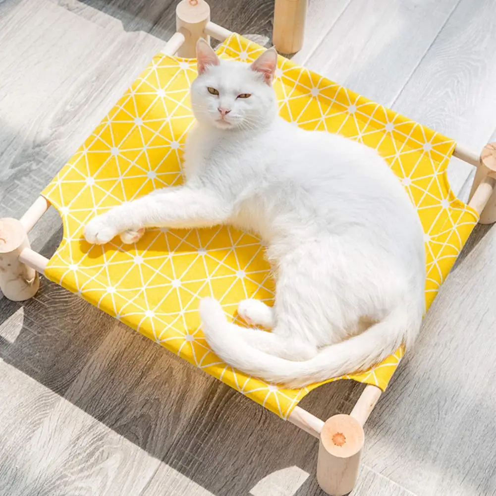 

Factory Wooden Elevated Portable pet camping bed Cat Hammock with stand Washable Cotton Canvas bed Pet Dog Cat Bed Raised