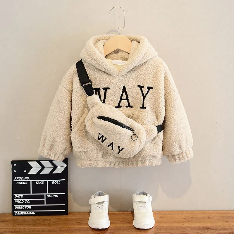 

Girls autumn Hoodie 2021 new children's artificial wool cashmere thickening sweatshirt, As pic