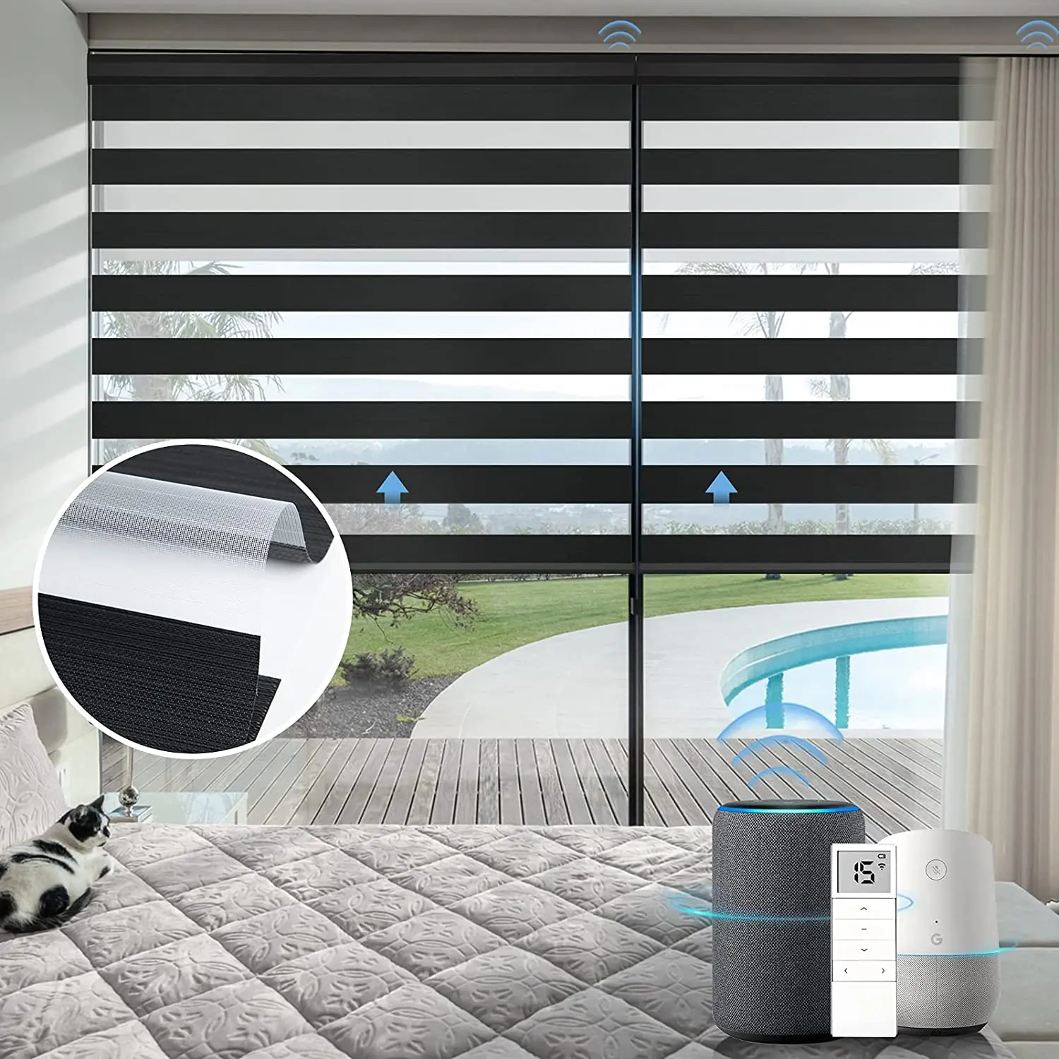 

Blackout Roller Alexa Controlled Battery Operated Wifi Tuya Smart Somfy Automatic Solar Zebra Blinds Motorized For Windows, Customized color