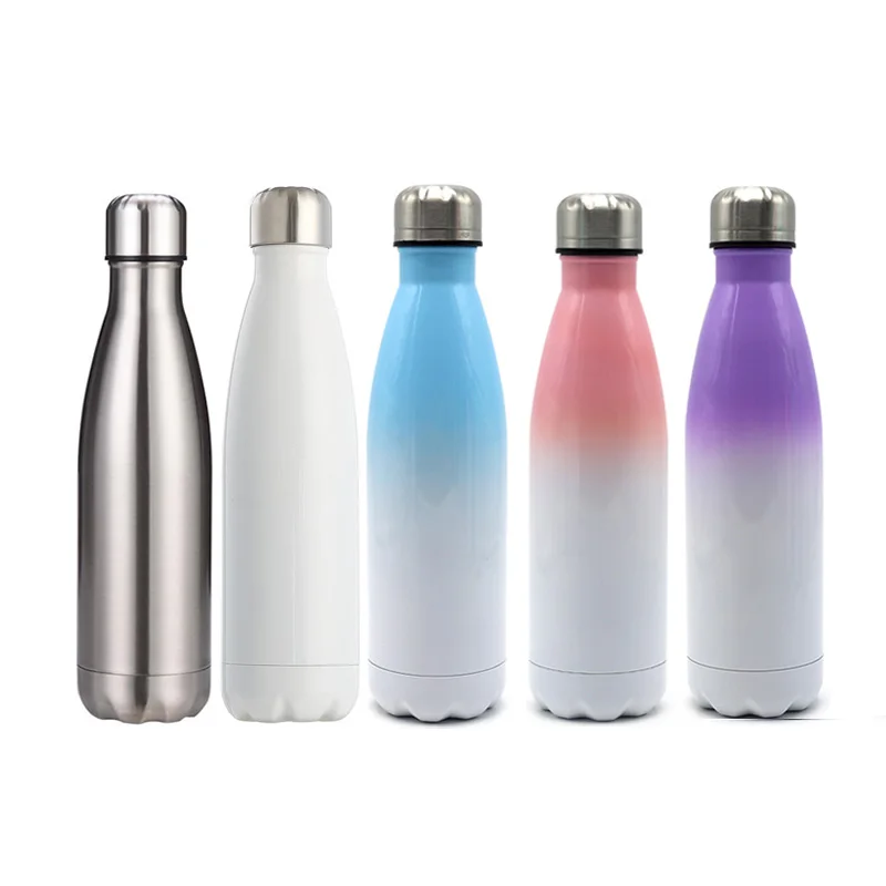 

A896 500ml Double Wall Stainless Steel Vacuum Insulated Water Bottle Sports Thermal Flask Chilly Cola Drinkware Travel Mug, White,silver,blue,purple,pink