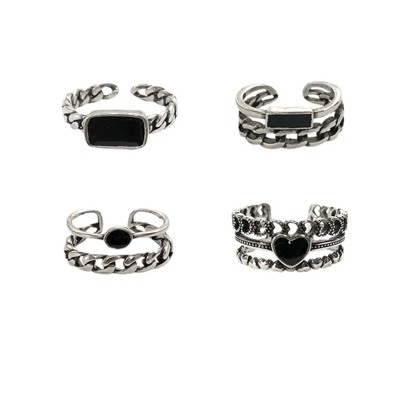 

Vintage Silver Open Punk Rings for Men Women No Fade 925 Silver Index Finger Rings, Picture shows