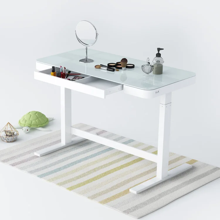 Lift Up And Down Desk Height Adjustable Electric White Raising Desk