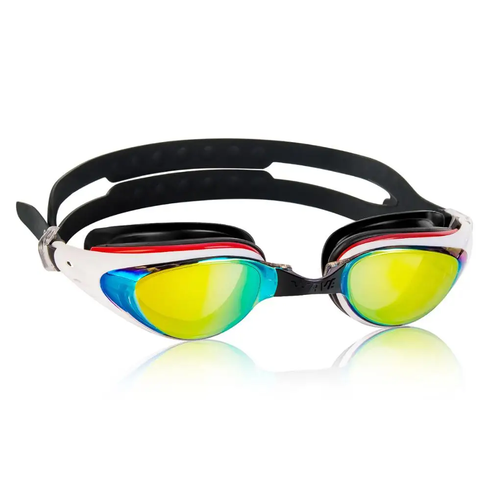 

Swimming glasses adult anti-fog ultraviolet swimming equipment coated with PC lens myopia silicone strap, Black, white etc